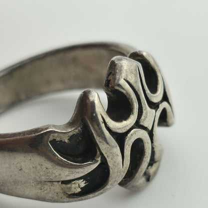 Sterling Silver Ring Gothic Cross Religious  Heavy 10g Size 9.75 Vintage Punk