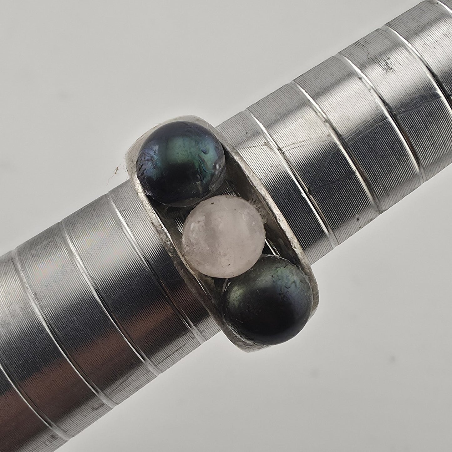 Sterling Silver Ring Three Stones 6.9g  Size 7