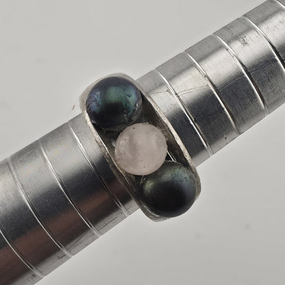Sterling Silver Ring Three Stones 6.9g  Size 7