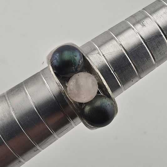 Sterling Silver Ring Three Stones 6.9g  Size 7