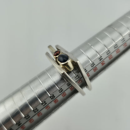 Sterling Silver Ring Mid-Century contemporary Artisan Minimalist Square Stack 8