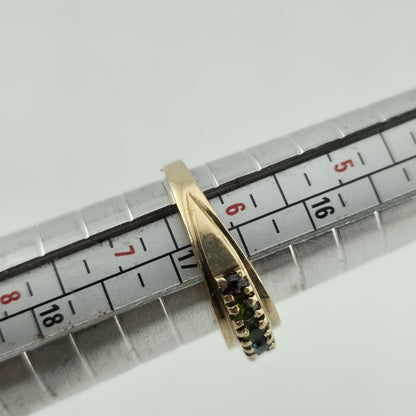 10k Yellow Gold Ring 9 Stones Rainbow Mothers Grandmother Mom Size 6 HOF Vintage