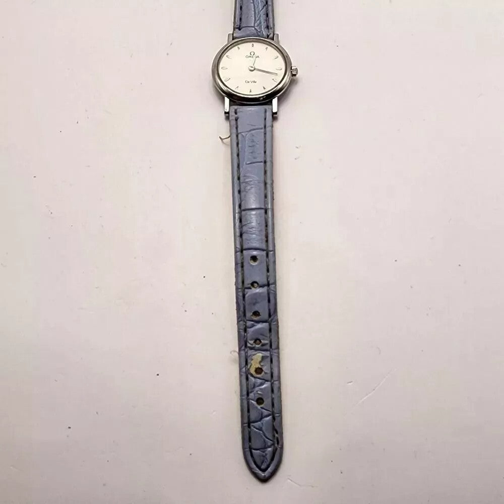 Omega Watch De Ville 5951111 22mm Womens Silver Light Blue Analog 13 Jewels