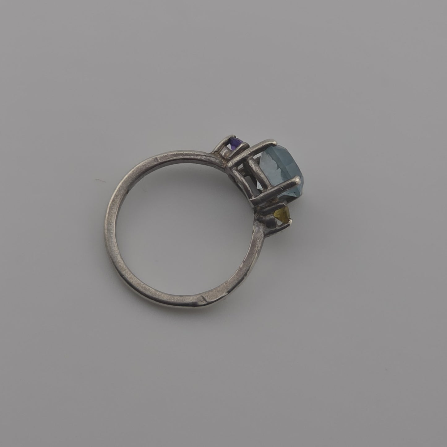 Sterling Silver Ring purple Amethyst Blue Topaz Yellow Citrine 6.5 Vintage