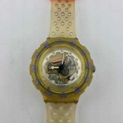 Swatch Jelly Bubbles SDK104 1991 Scuba 200 Collection RARE Upside Down Movement