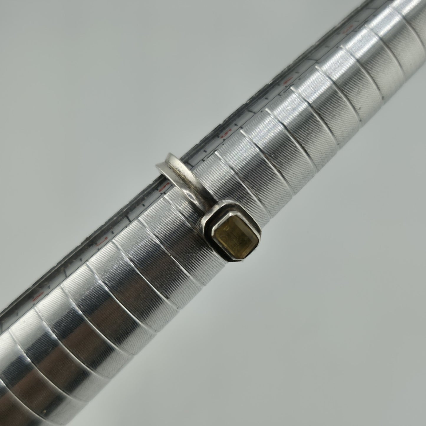 925 Sterling Silver Ring Yellow Gemstone Rectangle  Sz 5.75 Vintage