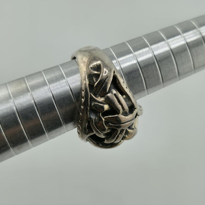 STERLING SILVER Ring 925 BYZANTINE DOME BRAIDED  Abstract Puff BAND Vintage 8