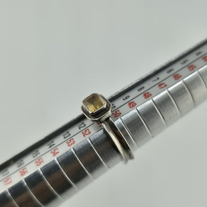 925 Sterling Silver Ring Yellow Gemstone Rectangle  Sz 5.75 Vintage