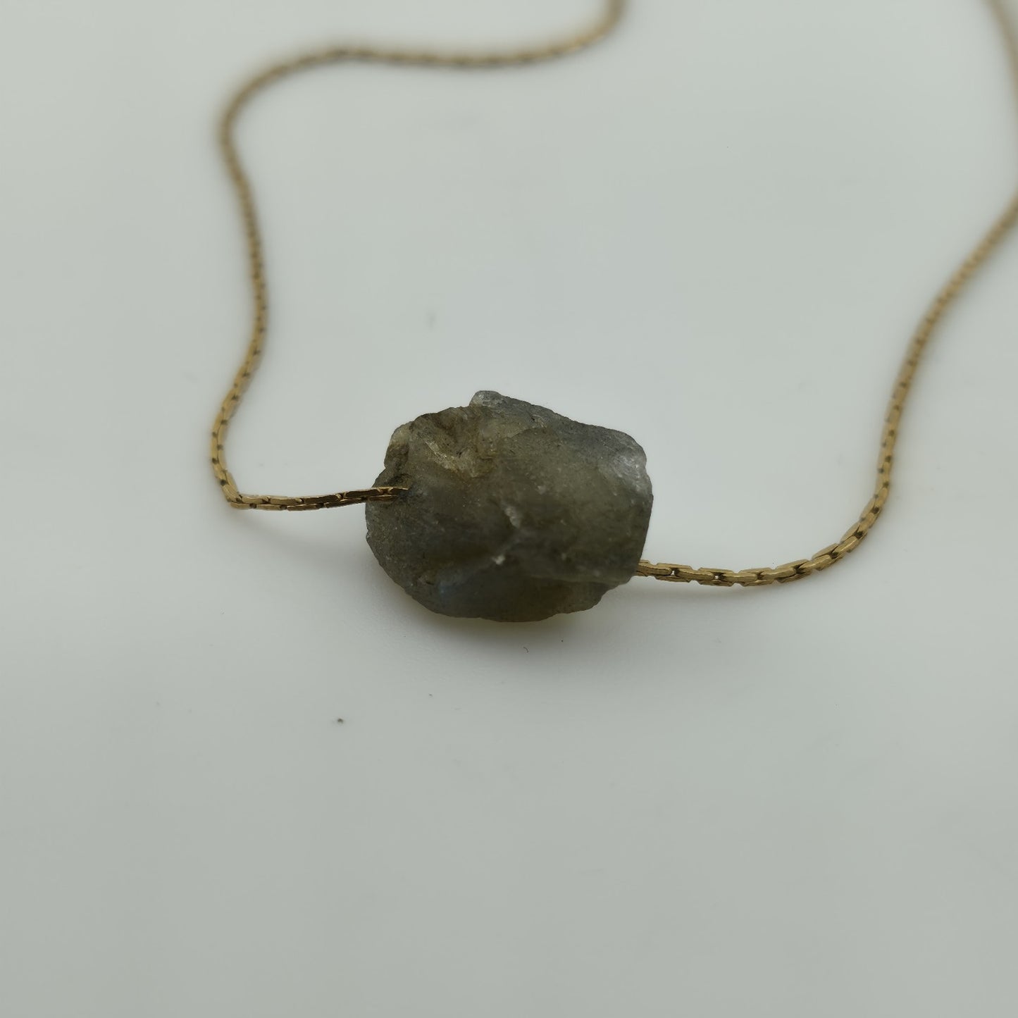 Necklace 14K Gold Over Brass GF Raw Quartz Pendant SIZE 14" Cute Dainty Jewelry
