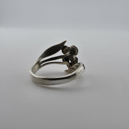 Sterling Silver Marcasite Flower Ring Size 5.5 Dainty Feminine Missing Stones