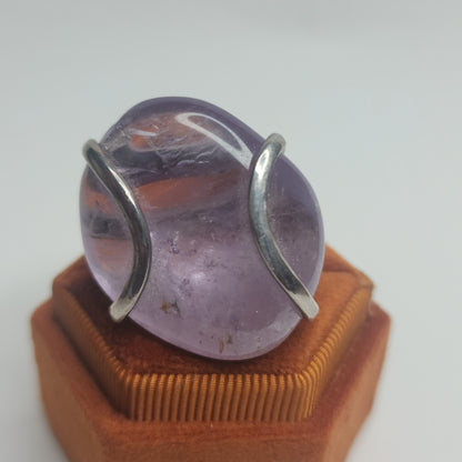 Vintage Bali Amethyst Chunky Ring 950 Silver Modernist Statement Size 9