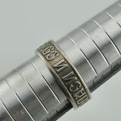 Russian Sterling Silver Ring 925 Band Size 10 Vintage Religious Jewelry USSR