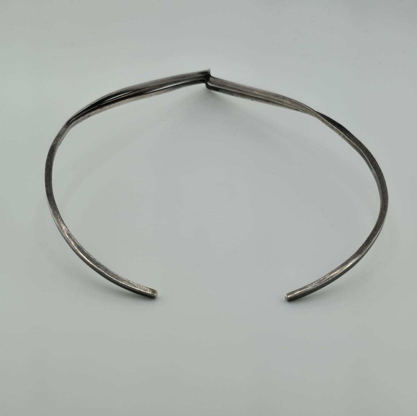 Collar Choker Necklace Stetling Silver  Chevron Signed Mexico Twisted Vintage