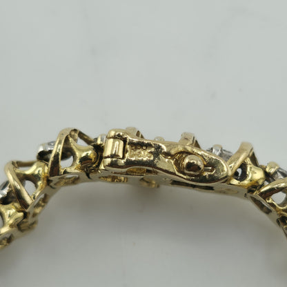 14k Yellow Gold 1.50CT Round Cut Diamond "S" Link S Figure Tennis Bracelet 7"