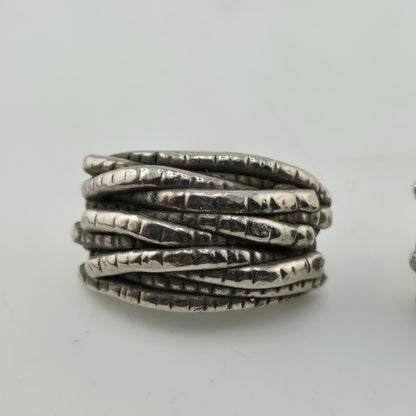 925 Sterling Silver Earrings Vintage Modernist Hollow Puff Abstract Israel Rare