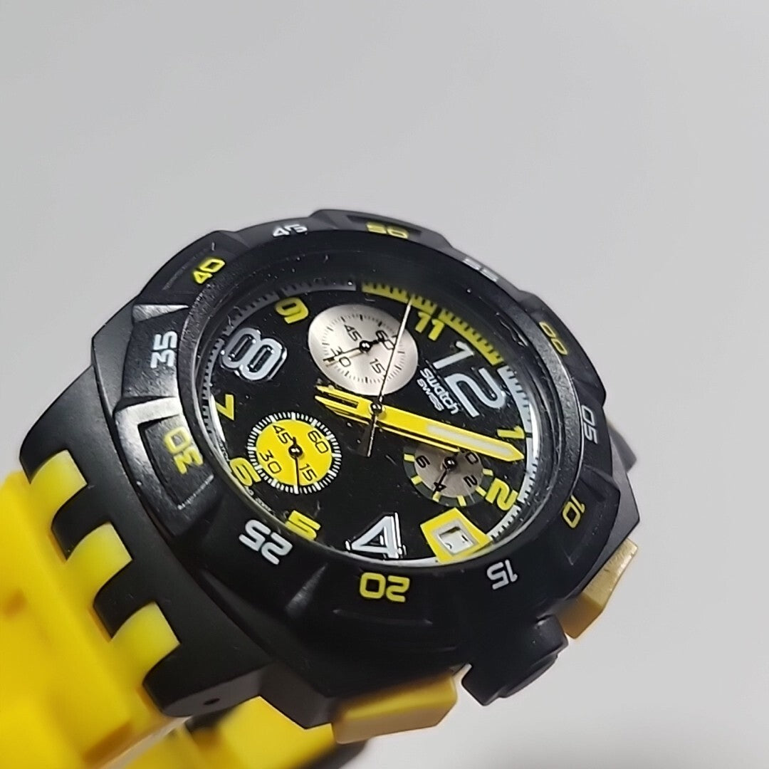 Swatch Chrono YELLOW HEAD SUIB401 - near mint condition WORKING