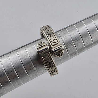 Sterling Silver Rinf Etched Bypass Size 9 Adjustable Vintage