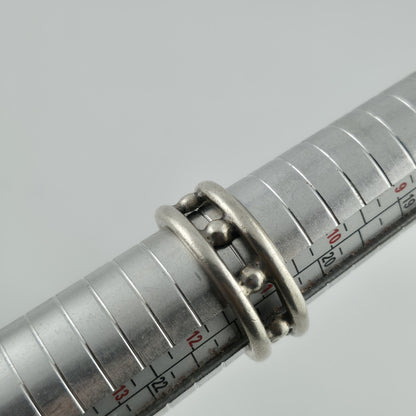 925 Sterling Silver Ring Vintage Mexico Beaded Band Artisan Large Size 11