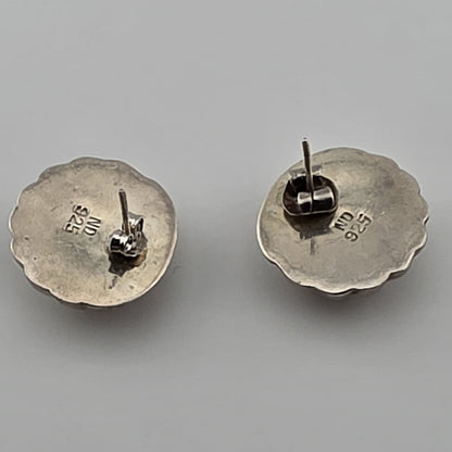 Vintage Earrings Oxidized Sterling Silver 925 Shell Puffy ND 80s 90s