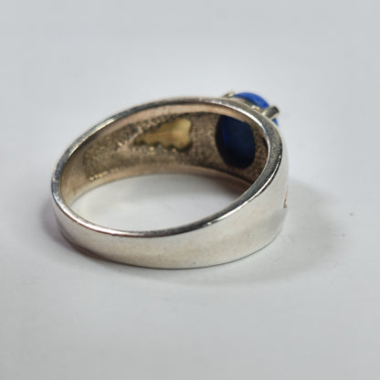 Black hills Ring 925 Sterling Silver 12k Rose Yellow Gold blue lapis Fancy 10