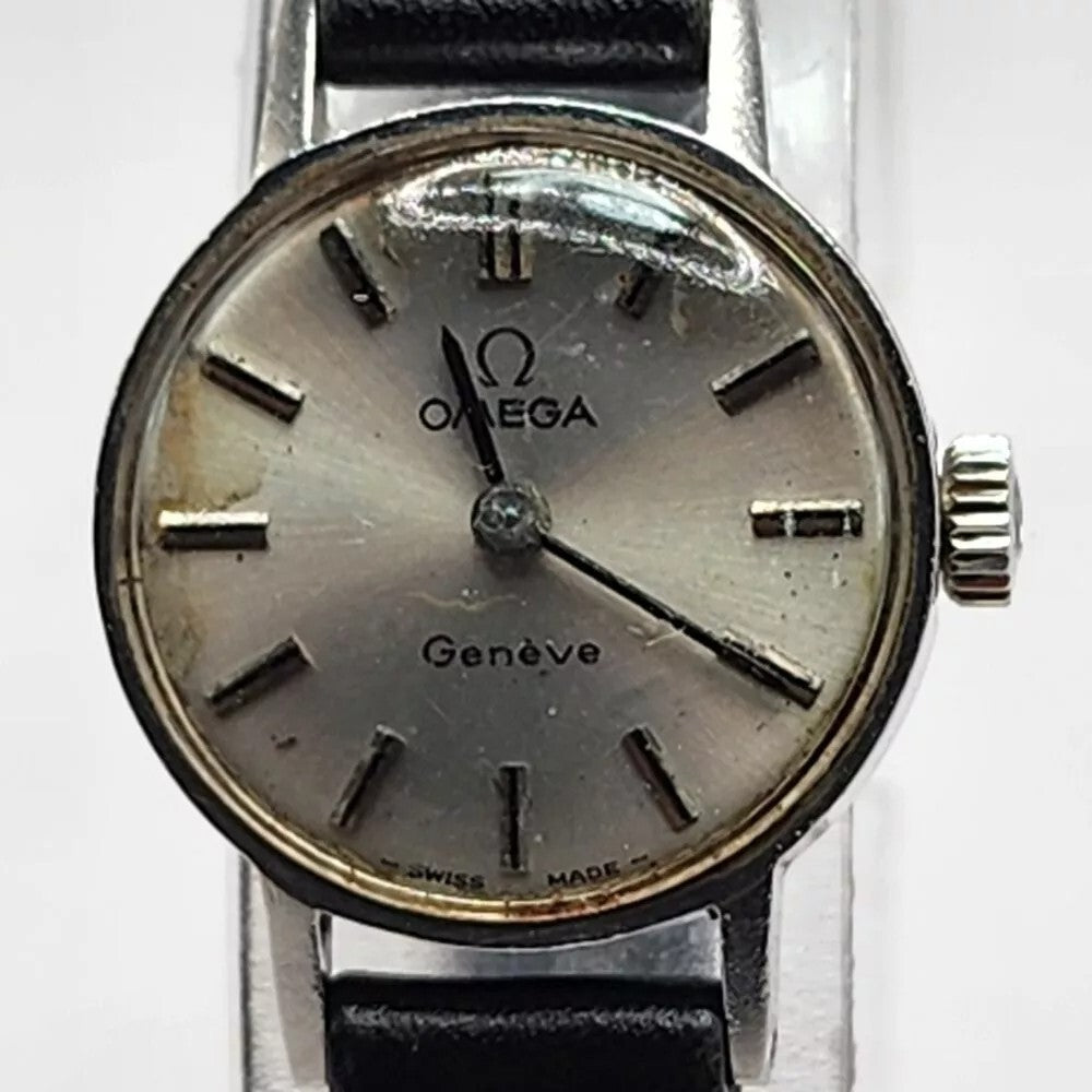 Omega Watch 511.0426 Geneve 19mm Women's Silver X Black manual 17 Jewels working