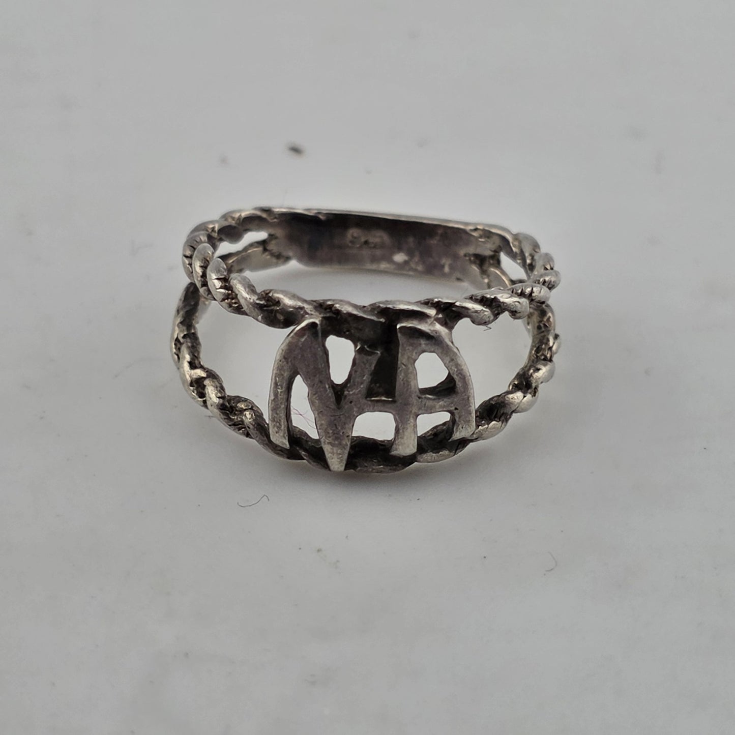 Narcotics Anonymous Sterling Silver Rope Ring  925 NA Size 6.25 Tapered Sober