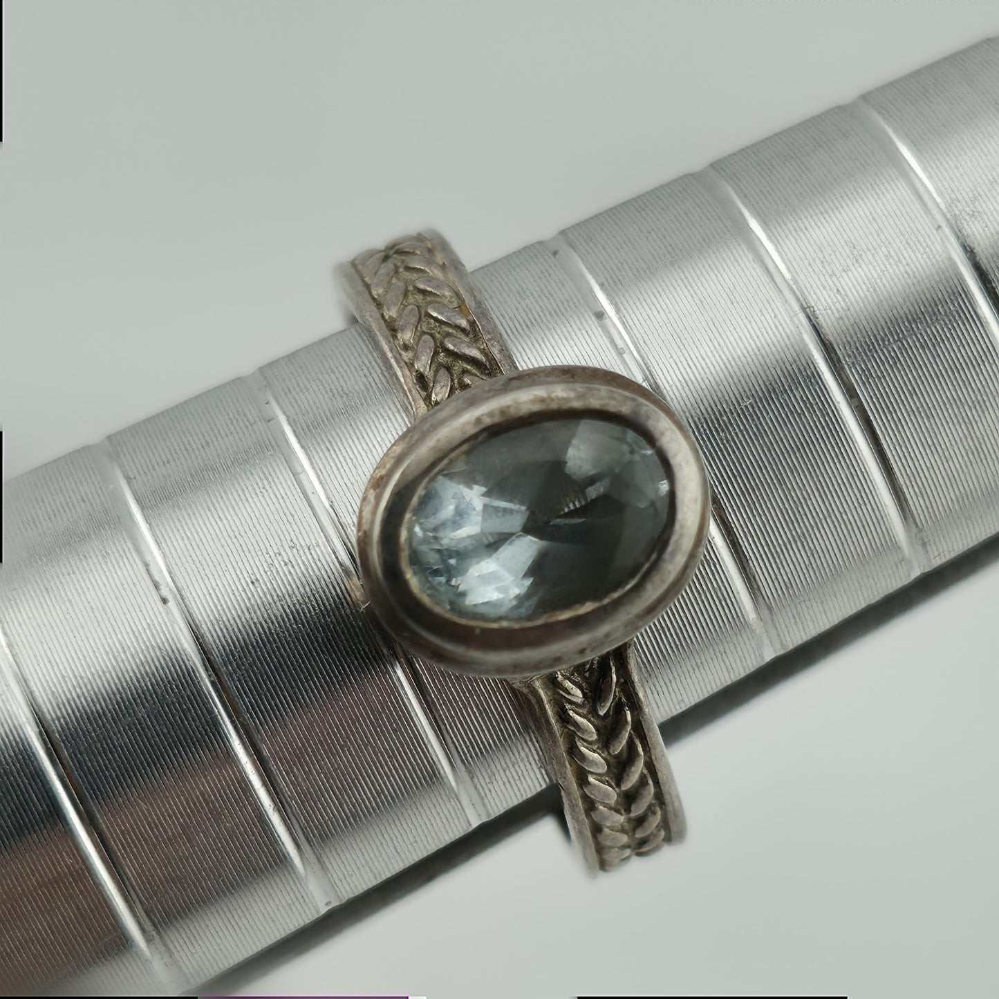 SeidenGang Ring Sterling Aquamarine Blue Stone Size 5.75 Patina