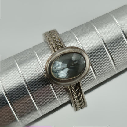 SeidenGang Ring Sterling Aquamarine Blue Stone Size 5.75 Patina