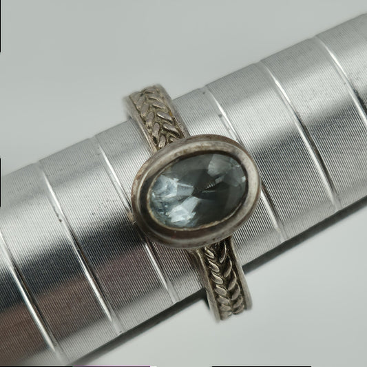 SeidenGang Ring Sterling Aquamarine Blue Stone Size 5.75 Patina