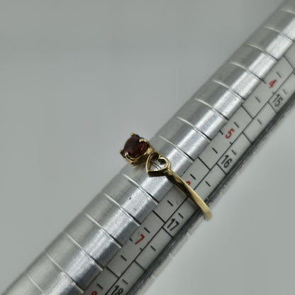 10K Yellow Gold Ring Band Red Garnet Rhodolite Heart Stones June size 6