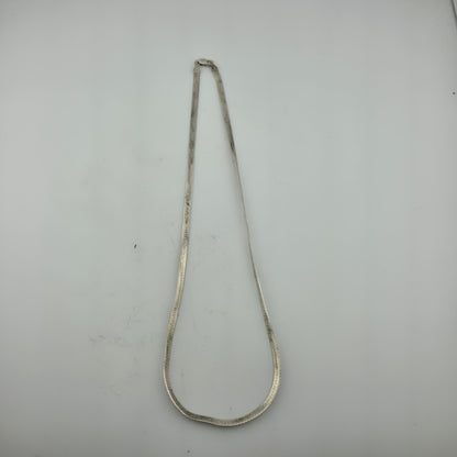 Sterling Silver Herringbone Necklace Solid 925 Italian Chain 18 Inches