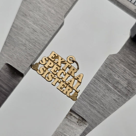 14Kt Yellow Gold "EXTRA SPECIAL Sister" PENDANT WITH TINY HEART PENDANT