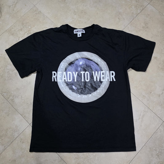 Moschino x H&M Limited Edition Mens Med Shirt Condom Graphic Black Tee Sex Joke