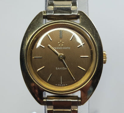Eterna matic Watch sahida Brown Dial Womens Automatic Wristwatch 1960s Vintage