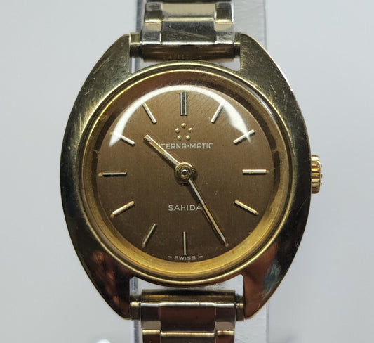 Eterna matic Watch sahida Brown Dial Womens Automatic Wristwatch 1960s Vintage