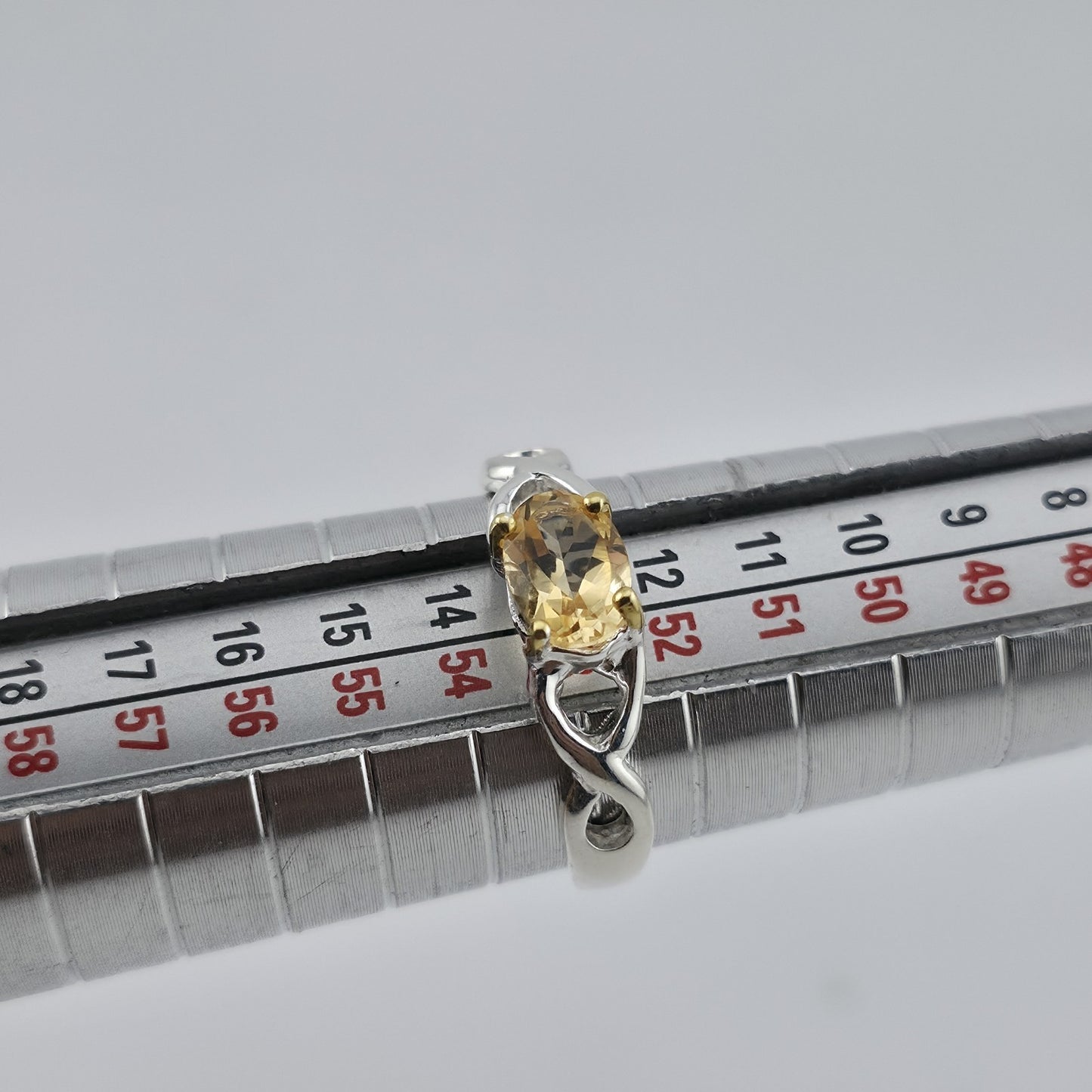 Sterling Silver Citrine Ring Size 6.5 Handmade Two-Tone Gold Accent 925