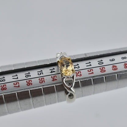 Sterling Silver Citrine Ring Size 6.5 Handmade Two-Tone Gold Accent 925