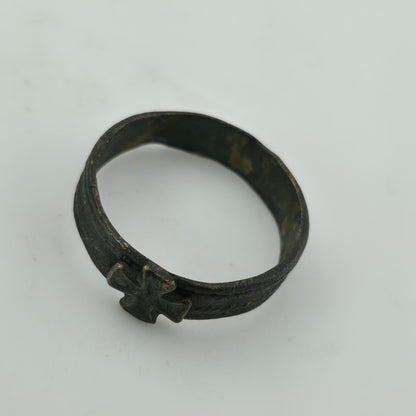 WWII German Iron Cross Brass Ring Size 9 Battle Worn Rusted World War II