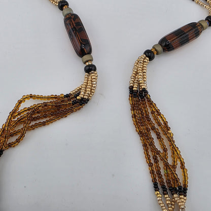 Necklace Glass Plastic Beaded Gold Filled Lobster Clasp 28in Vintage
