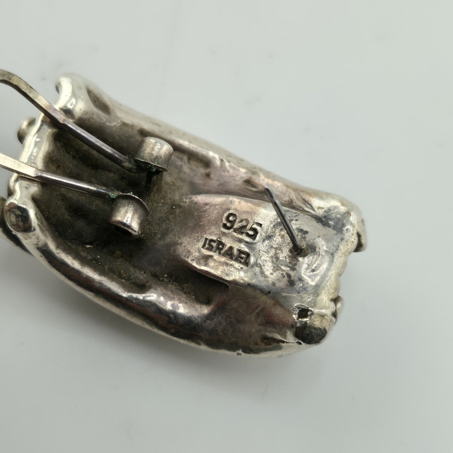 925 Sterling Silver Earrings Vintage Modernist Hollow Puff Abstract Israel Rare