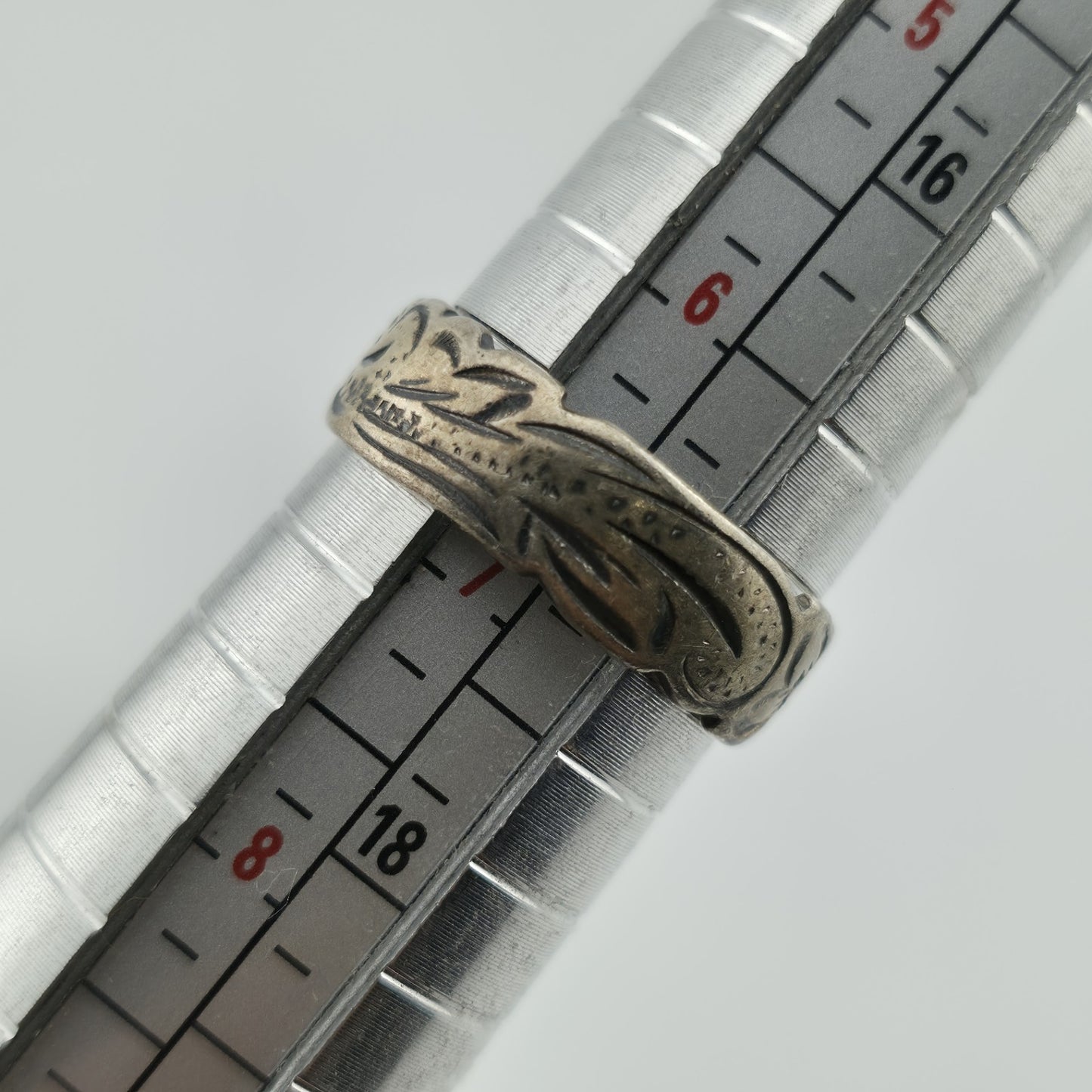 Sterling Silver Ring Unisex Abstract band  Scroll Etched Artisan 925 Size 6.5