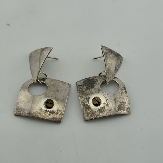 Vintage Mexico 925 Sterling Silver Earrings Marked TS-76 14.5g