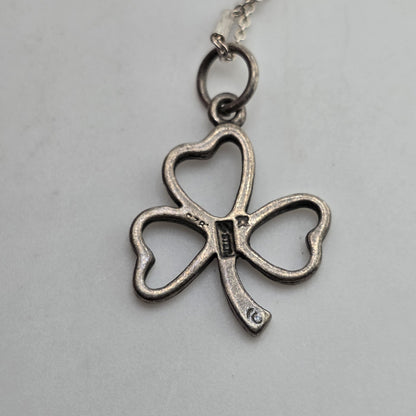 925 Sterling Silver Clover Charm Irish Shamrock Charm Jewelry 20in Chain