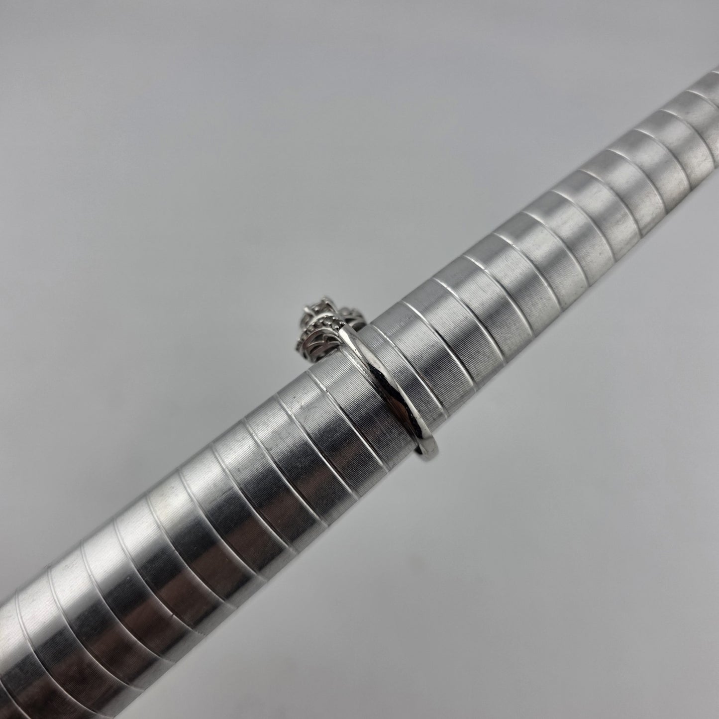 Sterling Silver Ring  925 Size 6.75 White Colorless Stone