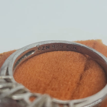 925 Sterling Silver Round Center Statement Cocktail Ring Size 7 Elegant Jewelry