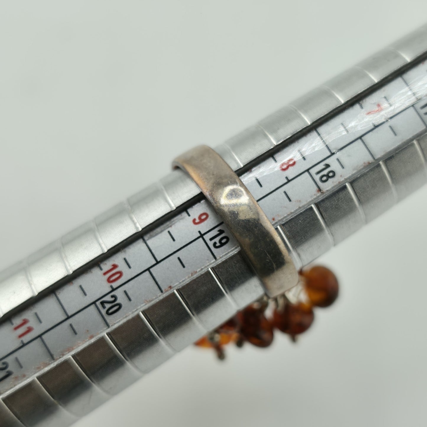 Baltic Amber Cluster Sterling Silver Ring Modernist Adjustable Vintage Polish