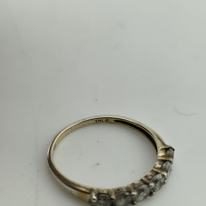 Ring Sterling Silver Sackable Band White Colorless Stone Cute Jewelry Size 7