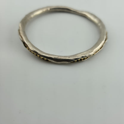 Mashka Antiqued Sterling Silver pod bangle with gold pyrite Size 2.3" Tested