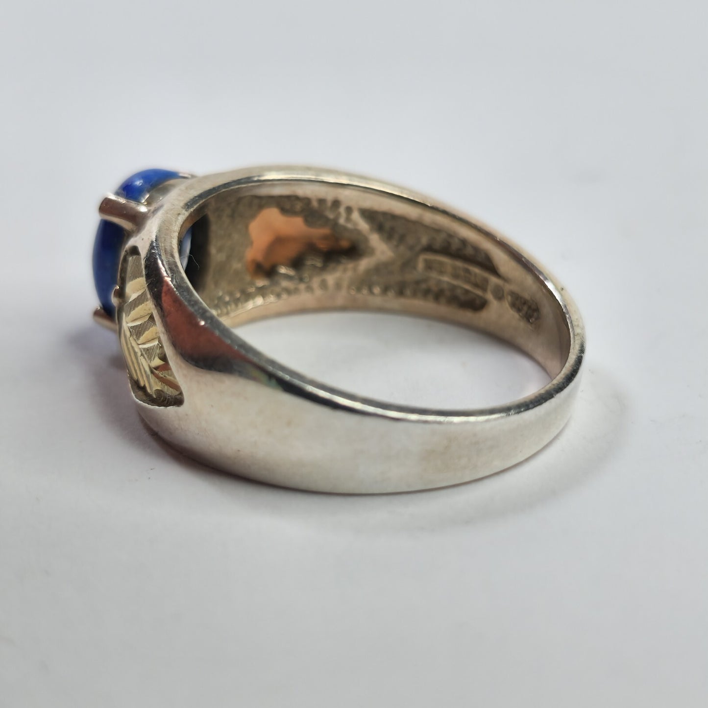 Black hills Ring 925 Sterling Silver 12k Rose Yellow Gold blue lapis Fancy 10
