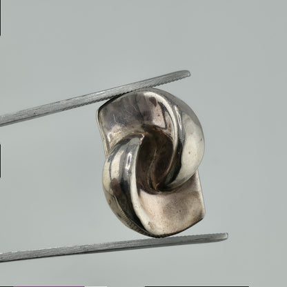 Sterling Silver Earrings 925 Israel Puff Hollow Abstract Vintage Rare